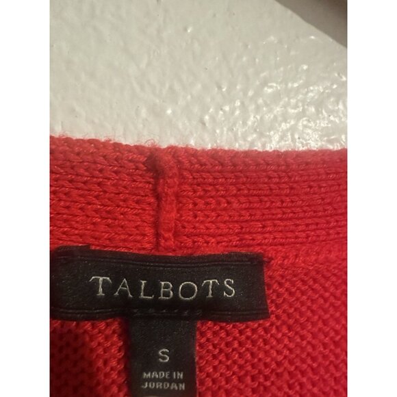 Talbots Women’s Red Pullover Sweater Long Sleeve V Neck Cotton Blend Size Small - Picture 4 of 9